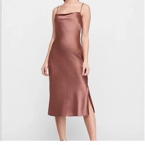 Express Rich Brown Satin Dress